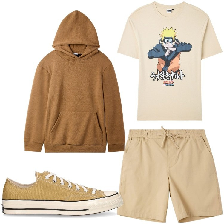 Outfit uomo - Shhh. Stile Casual per Sport. Abbinamento con t-shirt, pantaloni corti, felpe, sneakers.