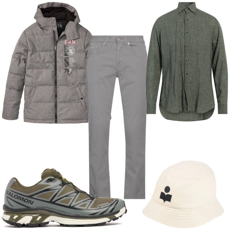 Outfit uomo - Total look #2109683. Stile Trendy per Tutti i giorni. Abbinamento con giacche, cappelli, camicie, pantaloni, sneakers.