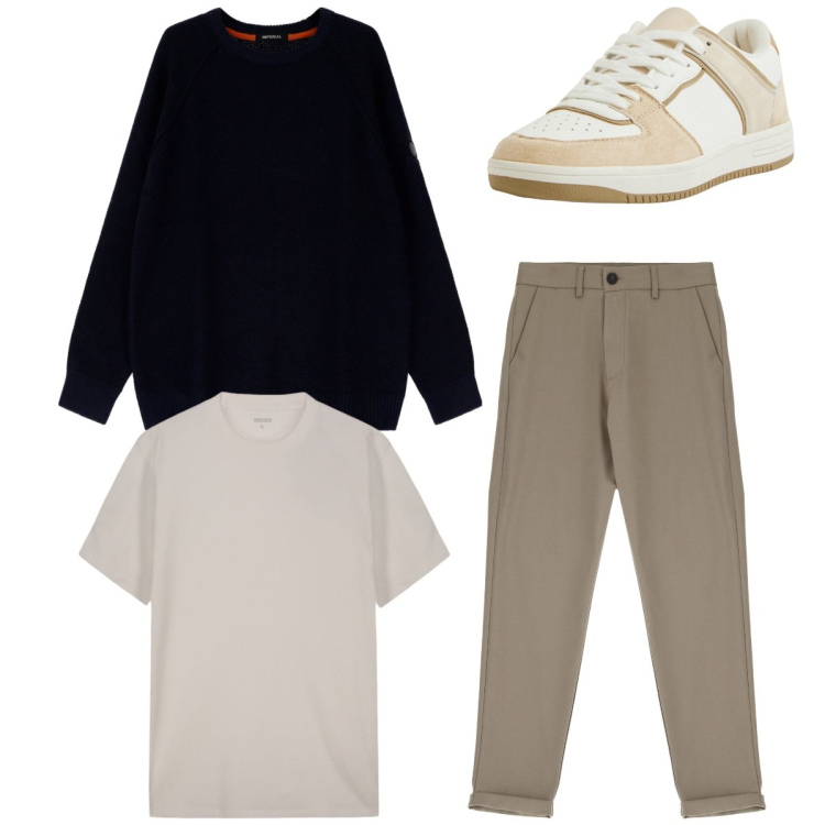 Outfit uomo - Il pullover nero. Stile Casual per Tutti i giorni. Abbinamento con sneakers, pantaloni, pullovers, t-shirt.