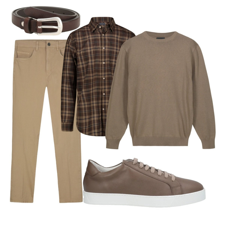 Outfit uomo - Total look #2109700. Stile Casual per Tutti i giorni. Abbinamento con sneakers, cinture, maglieria, pantaloni, camicie.