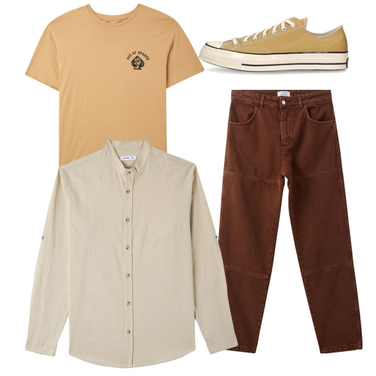 Outfit uomo - Total look. Stile Casual per Tutti i giorni. Abbinamento con camicie, pantaloni, t-shirt, sneakers.