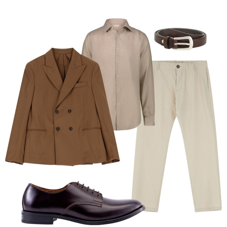Outfit uomo - Elegante. Stile Business/Elegante per Cerimonia. Abbinamento con cinture, pantaloni, giacche, camicie, scarpe stringate.