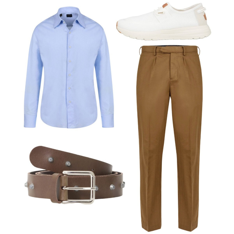 Outfit uomo - Total look. Stile Casual per Tutti i giorni. Abbinamento con sneakers, cinture, pantaloni, camicie.