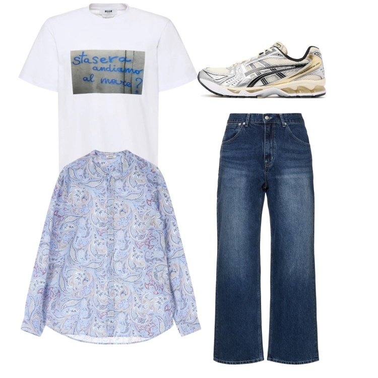 Outfit uomo - Total look. Stile Casual per Tutti i giorni. Abbinamento con camicie, jeans, t-shirt, sneakers.