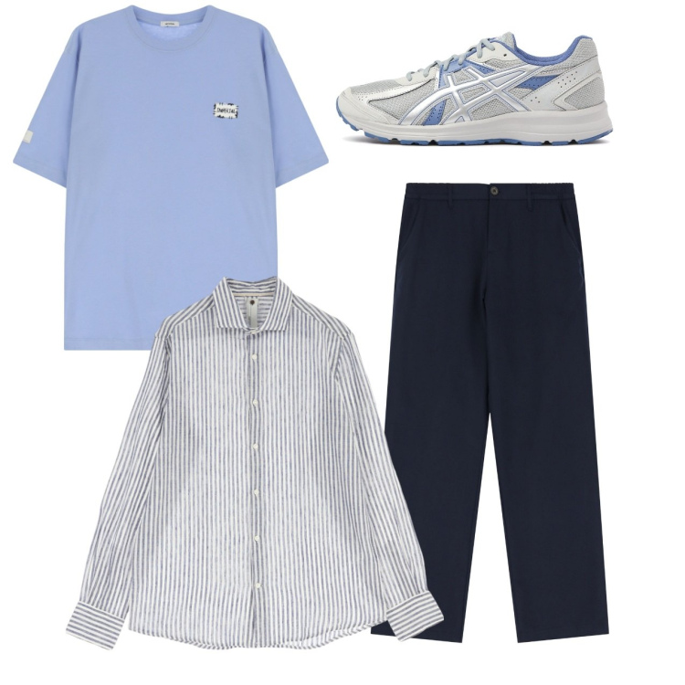Outfit uomo - Total look. Stile Trendy per Serata speciale. Abbinamento con camicie, pantaloni, t-shirt, sneakers.