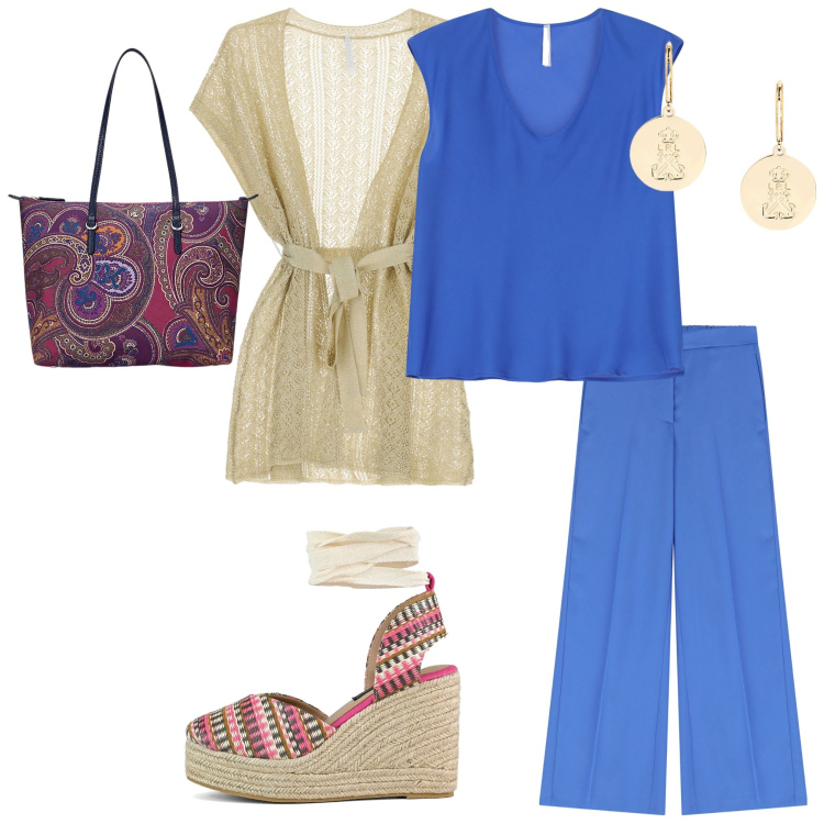 Outfit donna - Total look #2109767. per Ufficio. Abbinamento con cappotti, pantaloni, top, borse tote, orecchini, zeppe.
