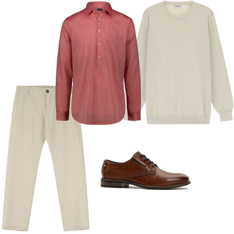 Outfit uomo - La camicia casual. Stile Casual per Ufficio. Abbinamento con scarpe stringate, pantaloni, maglieria, camicie.
