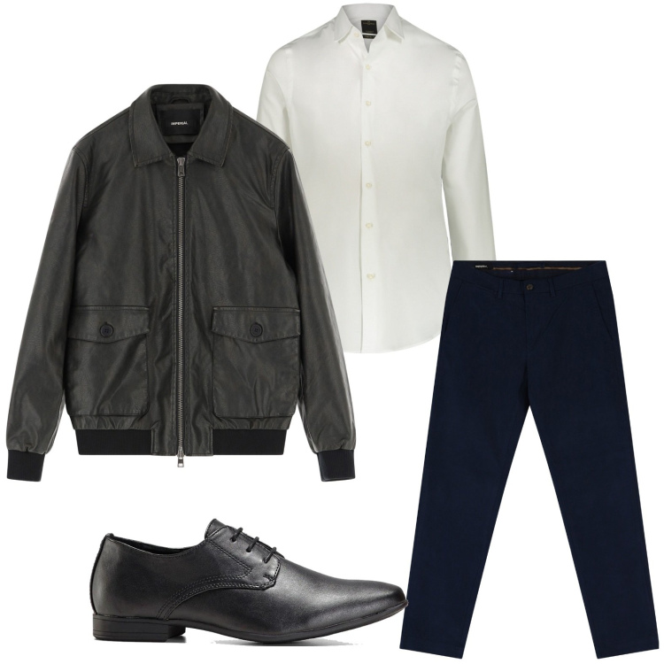 Outfit uomo - Urban chic. Stile Casual per Serata speciale. Abbinamento con scarpe stringate, pantaloni chino, giacche, camicie.
