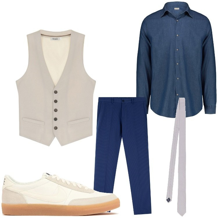 Outfit uomo - Gilet. Stile Business/Elegante per Serata speciale. Abbinamento con gilet, jeans, camicie, cravatte, sneakers.