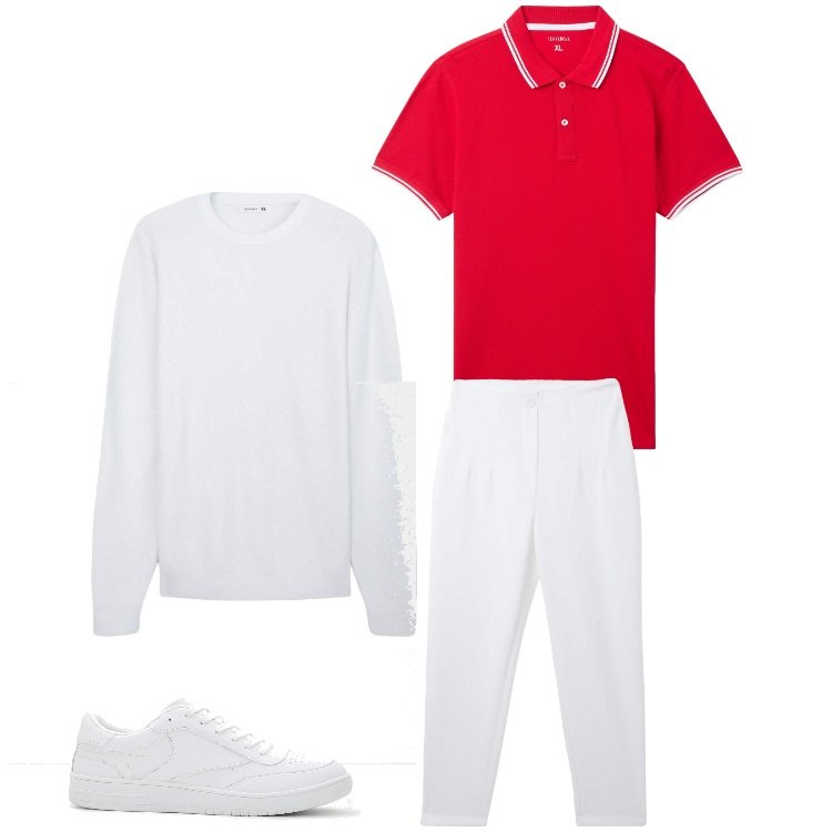 Outfit uomo - Due colori. Stile Casual per Tutti i giorni. Abbinamento con sneakers, maglieria, pantaloni chino, polo.