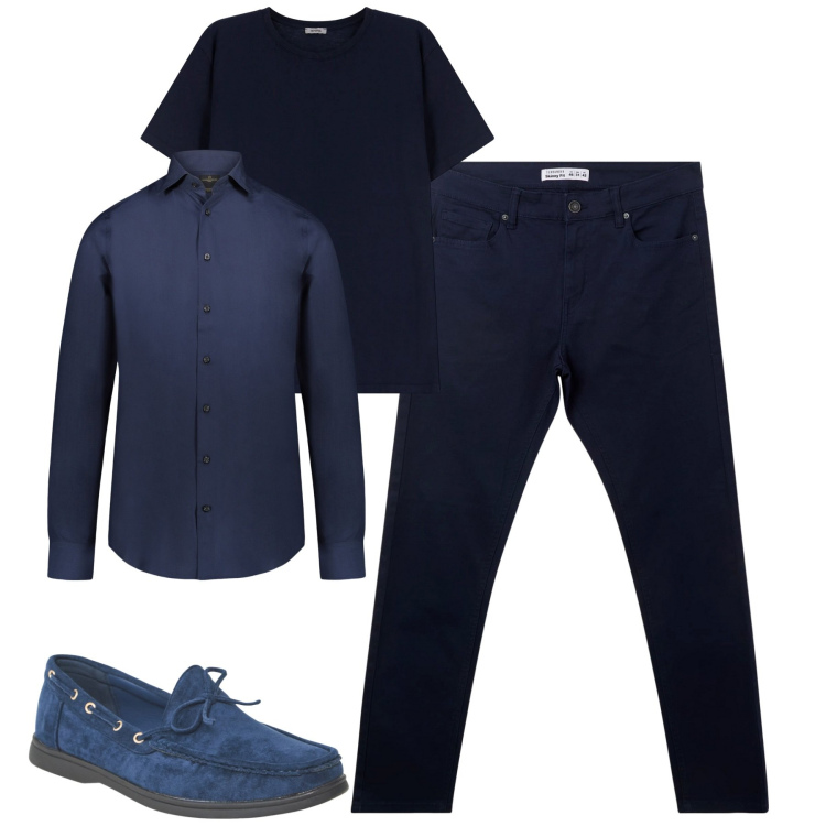 Outfit uomo - Total look #2109830. Stile Casual per Tutti i giorni. Abbinamento con scarpe stringate, pantaloni skinny, t-shirt, camicie.