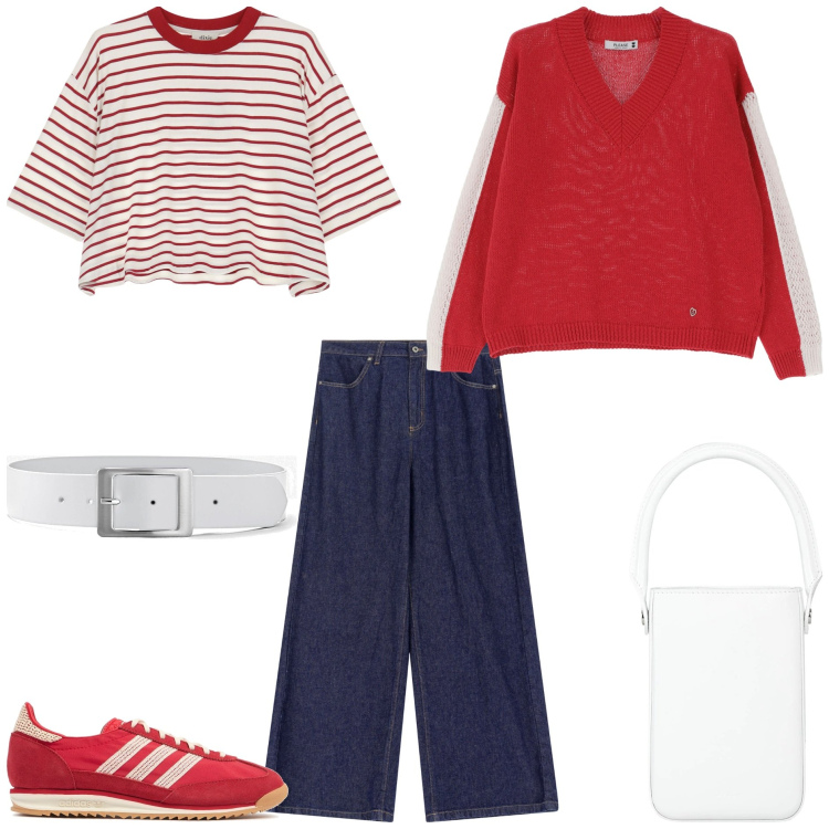 Outfit donna - Viva le righe! - @laurafo. Stile Trendy per Tutti i giorni. Abbinamento con cinture, borse a mano, pullovers, t-shirt, jeans, sneakers.