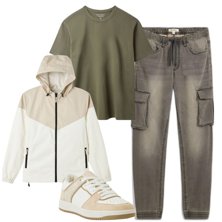 Outfit uomo - Total look #2109878. Stile Casual per Tutti i giorni. Abbinamento con jeans slim fit, t-shirt, giacche, sneakers.