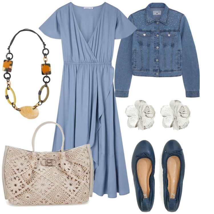 Outfit donna - Accessori statement per la primavera. Stile Boho per Tutti i giorni. Abbinamento con vestiti lunghi, cappotti, orecchini, ballerine, collane, borse a tracolla.