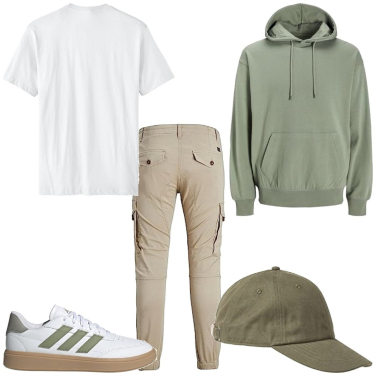 Outfit homme - Cargo d AvriL. Style Urban pour Tous les jours. Assortir avec sweats à capuche, t-shirts, pantalon cargo, chapeaux, sneakers.