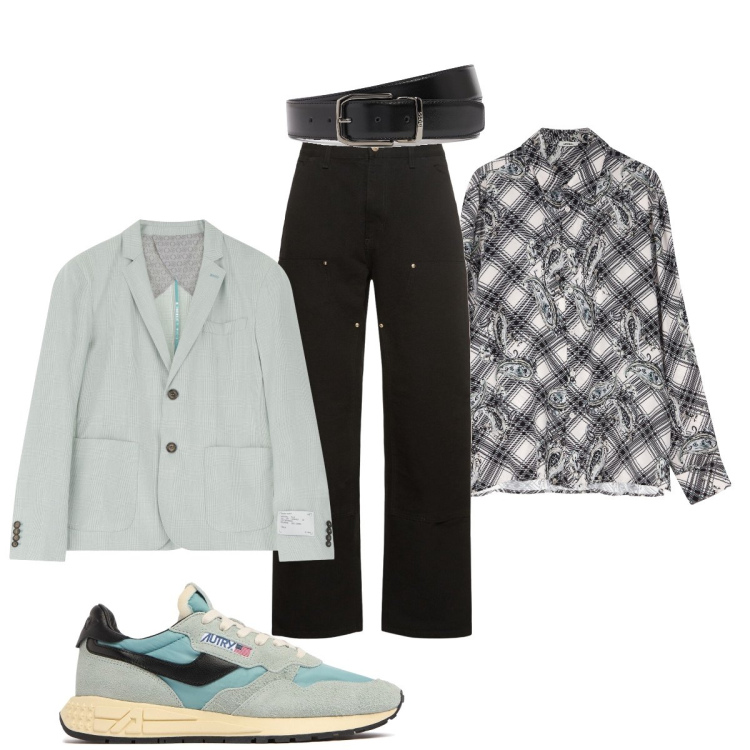 Outfit uomo - La camicia pop geometrica. Stile Trendy per Tutti i giorni. Abbinamento con camicie, giacche, sneakers, jeans, cinture.