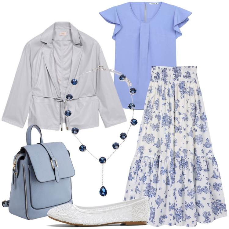 Outfit donna - Pasquetta color lavanda. Stile Casual chic per Tutti i giorni. Abbinamento con ballerine, gonne lunghe, bluse, blazer, zaini, collane.
