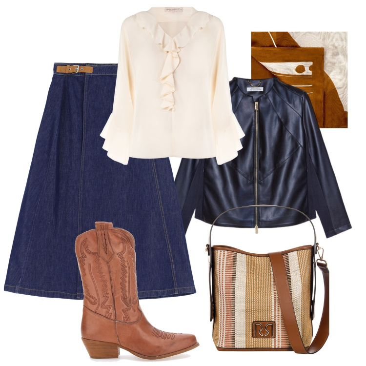 Outfit donna - Boho rivisitato. Stile Boho per Tutti i giorni. Abbinamento con bluse, sciarpe, borse a secchiello, gonne lunghe, stivaletti, blazer.