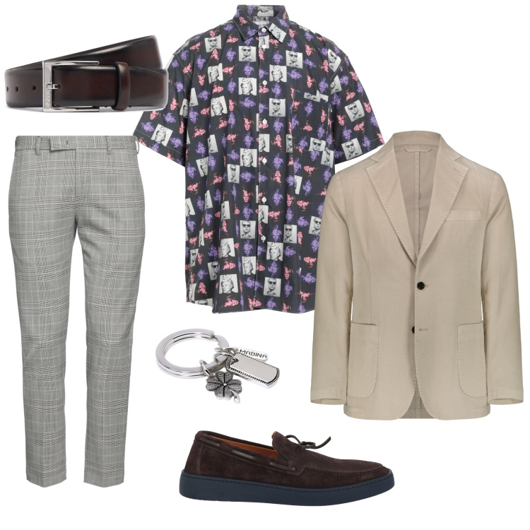 Outfit uomo - Pantaloni a quadri. Stile Urban per Tutti i giorni. Abbinamento con camicie a manica corta, pantaloni, scarpe stringate, portachiavi, giacche, cinture.