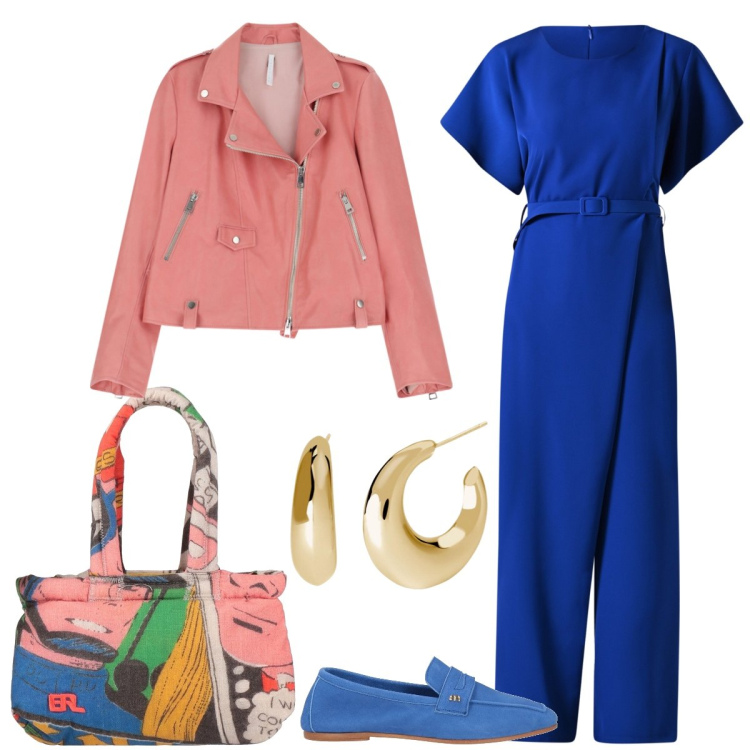 Outfit donna - Total look #2110234. Stile Trendy per Tutti i giorni. Abbinamento con borse a mano, mocassini, tute, orecchini, giacche.