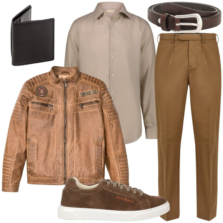 Outfit uomo - La giacca biker. Stile Urban per Ufficio. Abbinamento con giacche, sneakers, cinture, pantaloni, camicie, portafogli.
