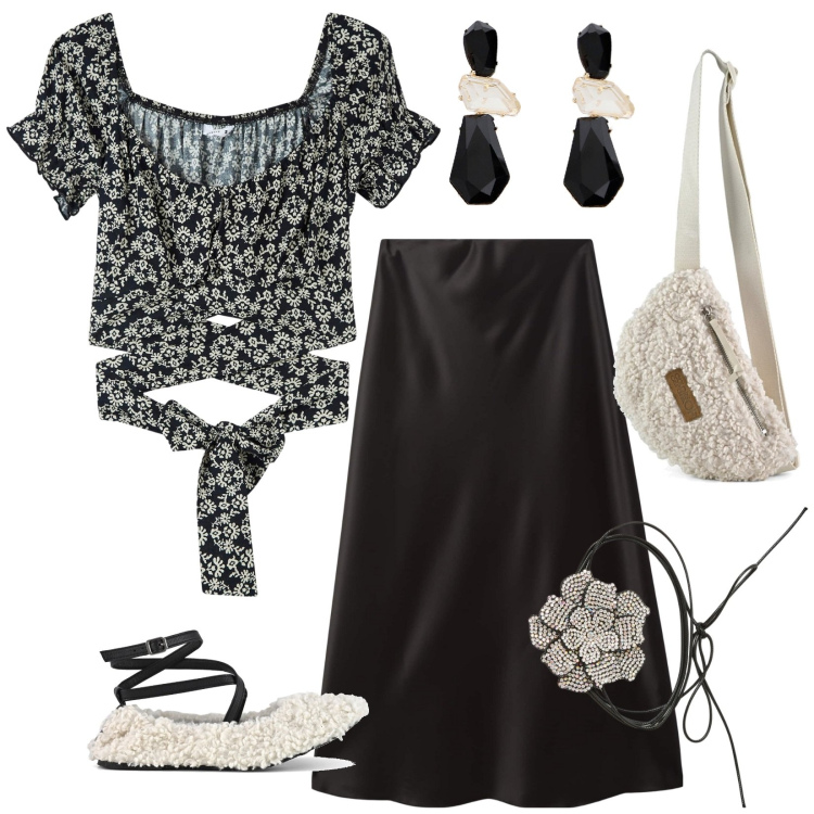 Outfit donna - Bianco e nero rivisitato. Stile Bon Ton per Tutti i giorni. Abbinamento con bluse, gonne lunghe, collane, orecchini, marsupi, ballerine.