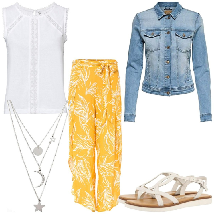 Outfit femme - Pantalon fluide. Style Basique pour Tous les jours. Assortir avec pantalon , hauts, colliers, blazers, sandales.