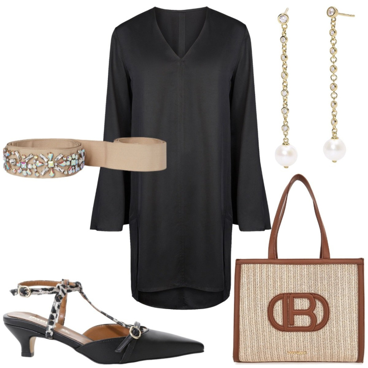 Outfit donna - Accessori statement: la cintura. Stile Trendy per Tutti i giorni. Abbinamento con orecchini, décolleté, borse a spalla, vestiti a tubino, cinture.