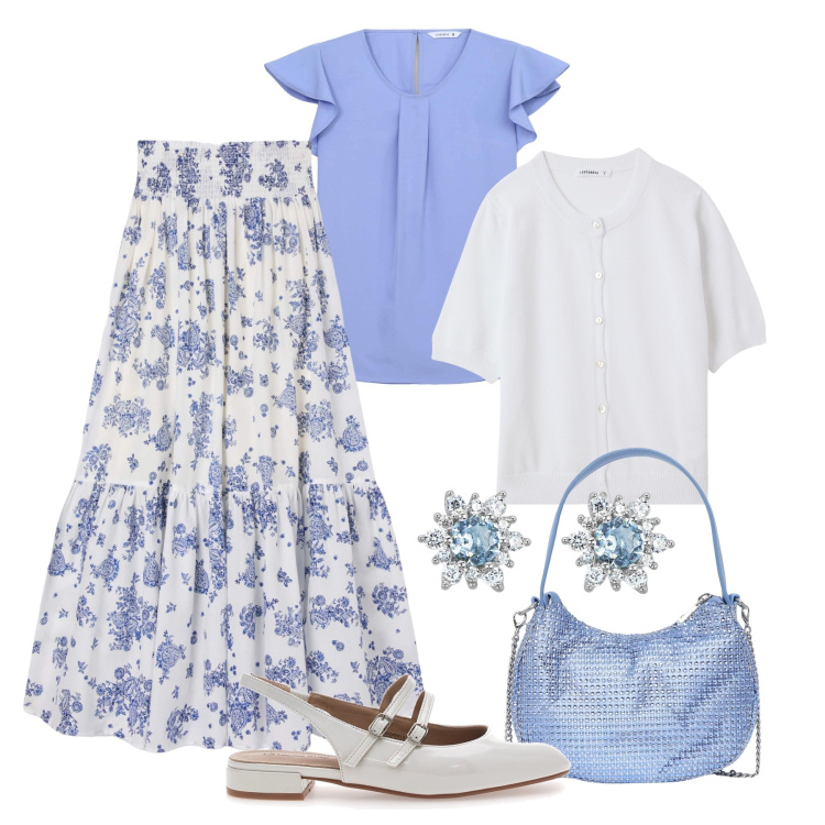 Outfit donna - Dallo stile romantico retrò. Stile Romantica per Tutti i giorni. Abbinamento con gonne lunghe, bluse, borse a spalla, cardigans, orecchini, ballerine.