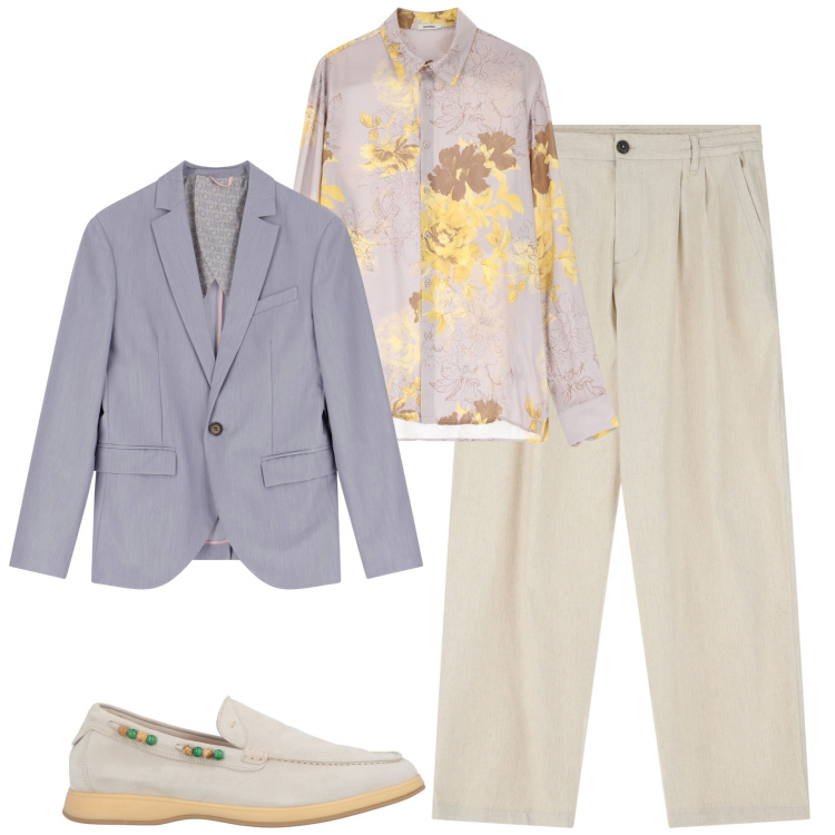 Outfit uomo - Aprile. Stile Trendy per Tutti i giorni. Abbinamento con scarpe stringate, camicie, pantaloni, giacche.