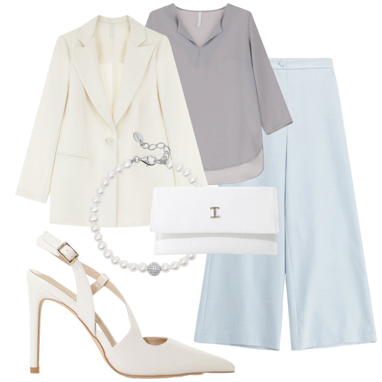 Outfit donna - Imperial Urban edge. Stile Urban per Ufficio. Abbinamento con braccialetti, décolleté, borse a tracolla, bluse, pantaloni, blazer.