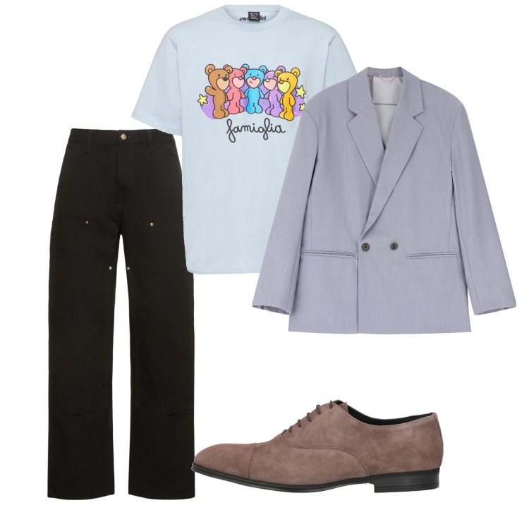 Outfit uomo - Aprile. Stile Casual per Tutti i giorni. Abbinamento con scarpe stringate, giacche, t-shirt, jeans.