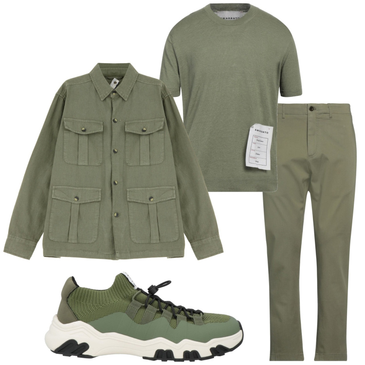 Outfit uomo - Look monocromatico. Stile Urban per Tutti i giorni. Abbinamento con sneakers, pullovers, pantaloni chino, cappotti.