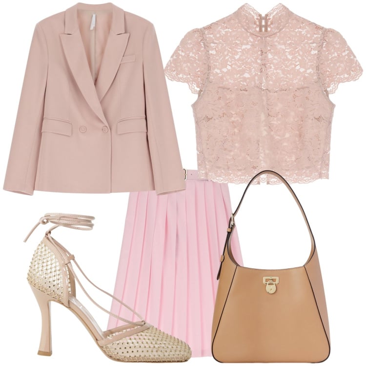 Outfit donna - IMPERIAL SS 2025: Urban Edge. Stile Casual chic per Ufficio. Abbinamento con blazer, top, gonne longuette, décolleté, borse a spalla.