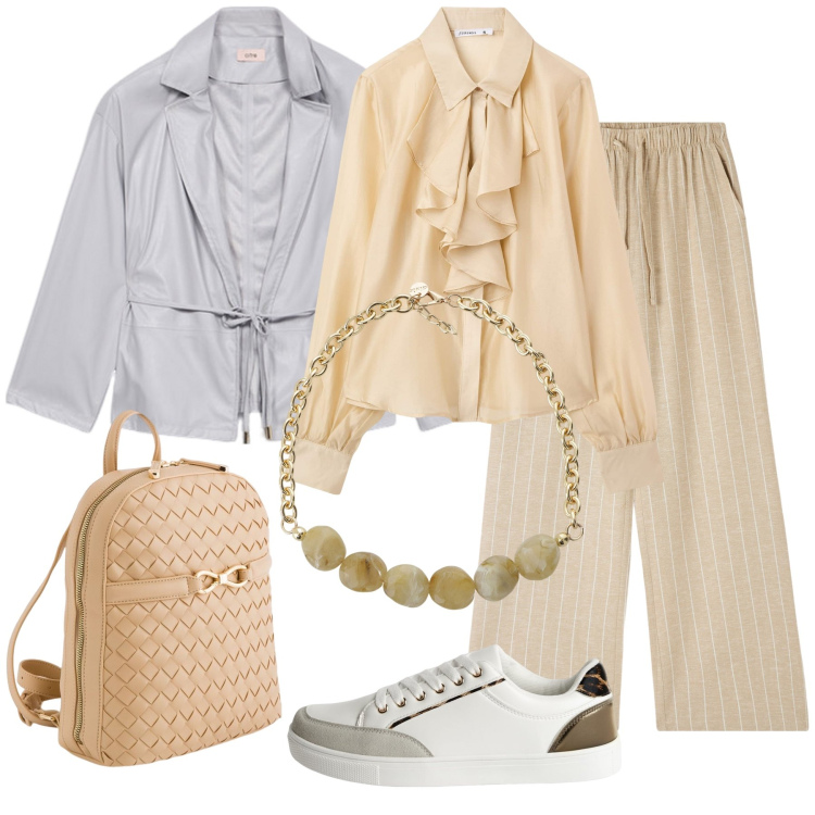 Outfit donna - Total look #2111254. Stile Casual per Tutti i giorni. Abbinamento con pantaloni, camicie, sneakers, collane, blazer, zaini.