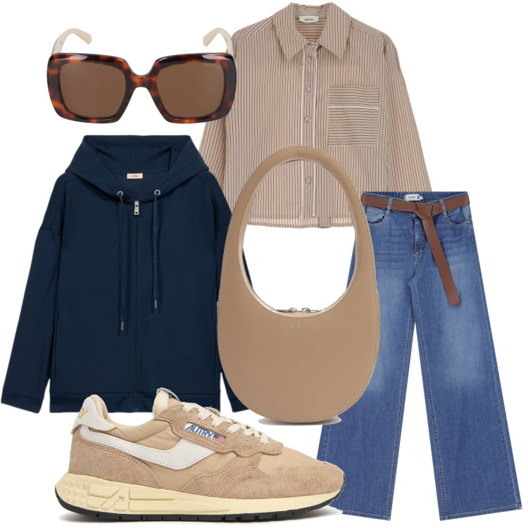 Outfit donna - Minimal chic. Stile Minimal per Tutti i giorni. Abbinamento con jeans, camicie, borse a spalla, occhiali da sole, sneakers, felpe con cappuccio.