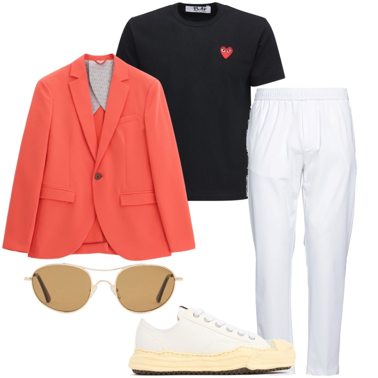 Outfit uomo - La giacca vitaminica. Stile Trendy per Ufficio. Abbinamento con pantaloni, giacche, occhiali da sole, sneakers, t-shirt.