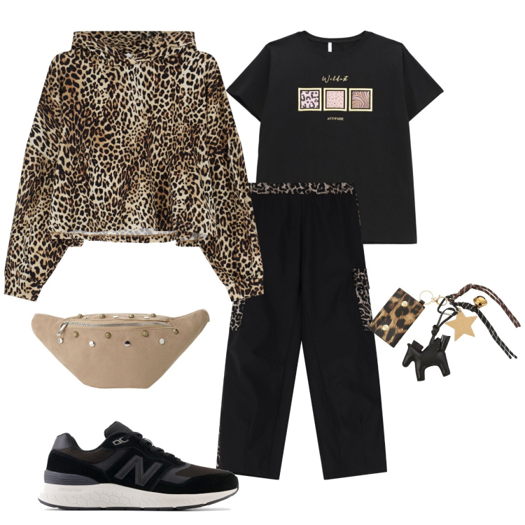 Outfit donna - Imperial SS 2025 URBAN. Stile Sporty chic per Ufficio. Abbinamento con sneakers, t-shirt, felpe con cappuccio, pantaloni cargo, marsupi, portachiavi.