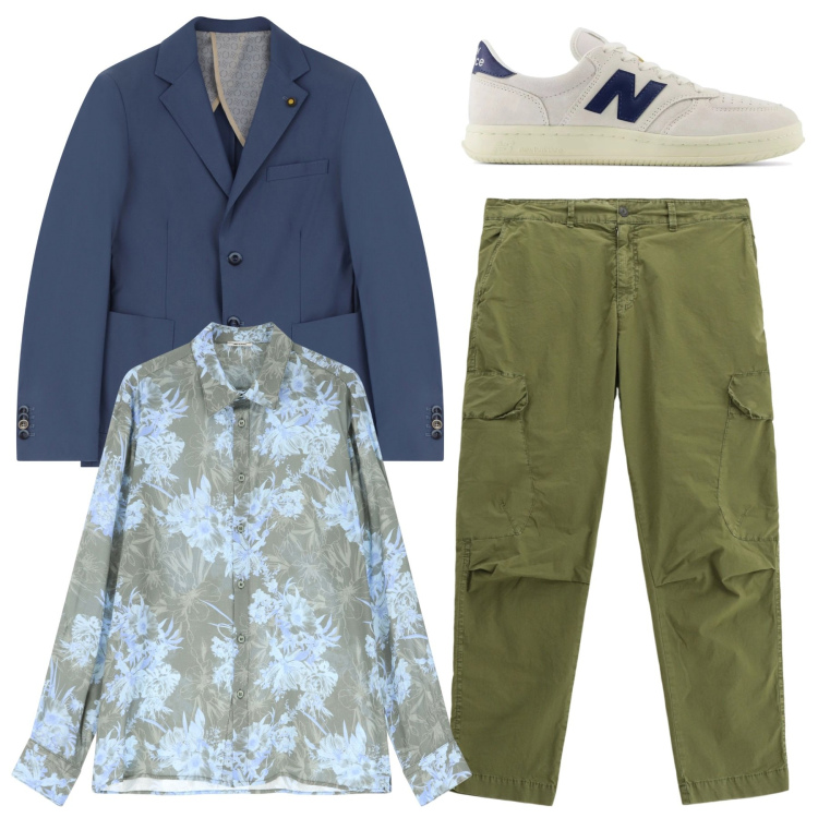 Outfit uomo - Liberty. Stile Casual per Tutti i giorni. Abbinamento con sneakers, camicie, giacche, pantaloni cargo.
