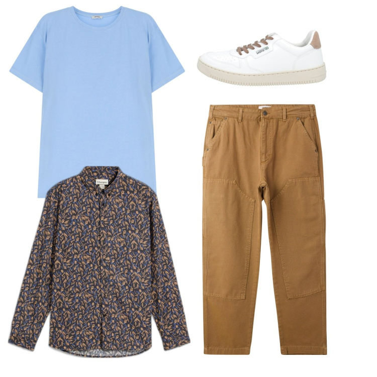 Outfit uomo - Total look. Stile Casual per Tutti i giorni. Abbinamento con camicie, sneakers, pantaloni, t-shirt.