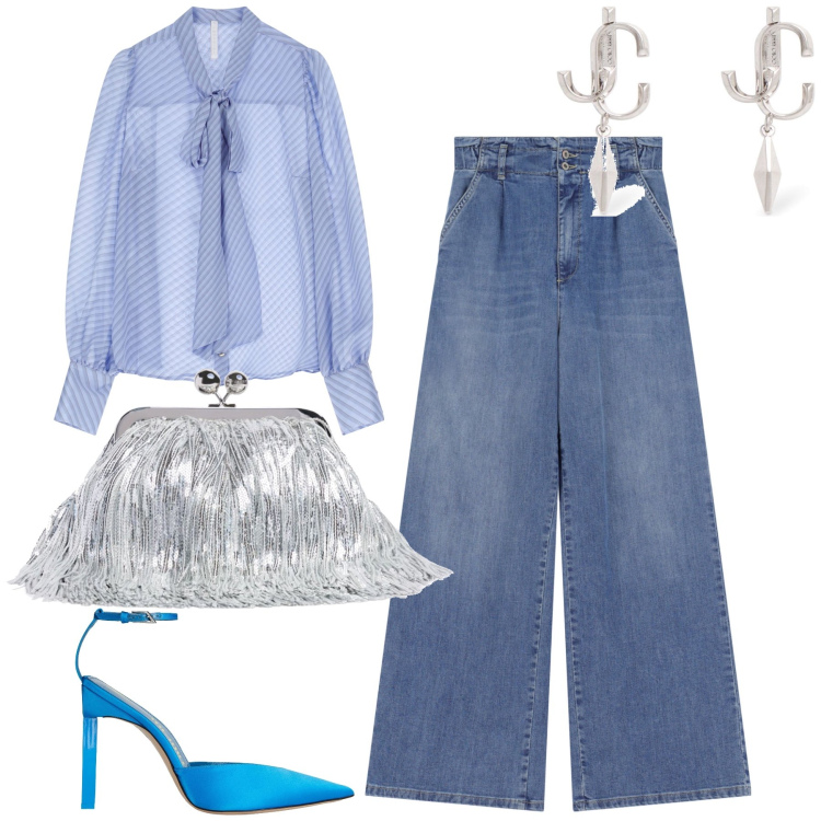 Outfit donna - La borsa charleston. Stile Glamour per Serata fuori. Abbinamento con décolleté, jeans, camicie, orecchini, pochette.
