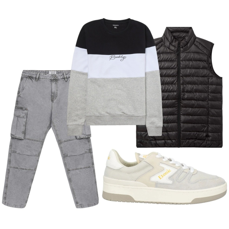 Outfit uomo - Total look #2111629. Stile Casual per Tutti i giorni. Abbinamento con sneakers, piumini, felpe, jeans.