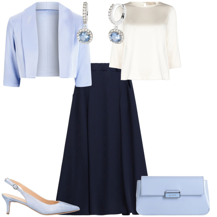 Outfit donna - Cerimonia evento serata speciale. Stile Bon Ton per Cerimonia. Abbinamento con décolleté, borse a mano, gonne lunghe, orecchini, bluse, bolero.