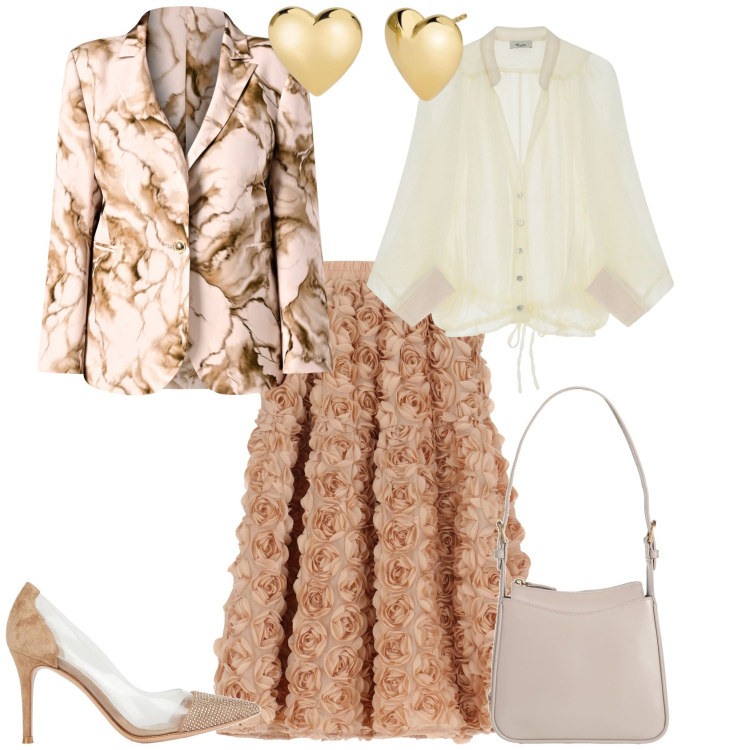 Outfit donna - Cerimonia evento serata speciale. Stile Romantica per Cerimonia. Abbinamento con décolleté, borse a mano, gonne, camicie, orecchini, blazer.