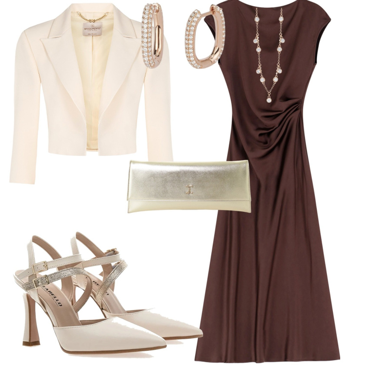 Outfit donna - Cerimonia evento serata. Stile Chic per Cerimonia. Abbinamento con collane, orecchini, bolero, vestiti lunghi, pochette, décolleté.