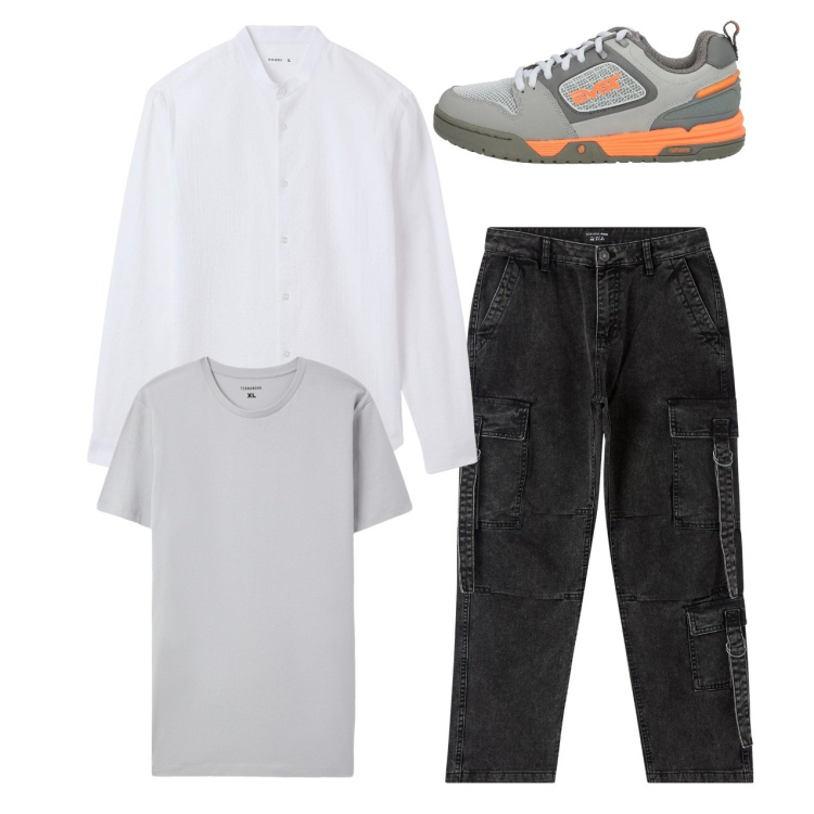 Outfit uomo - Total look. Stile Urban per Tutti i giorni. Abbinamento con sneakers, t-shirt, camicie, jeans.
