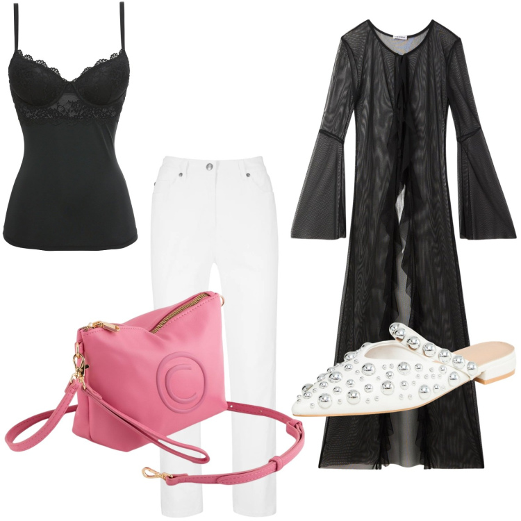 Outfit donna - La camicia maxi. Stile Bon Ton per Tutti i giorni. Abbinamento con canottiere, pantaloni, ballerine, caftani, valigie.