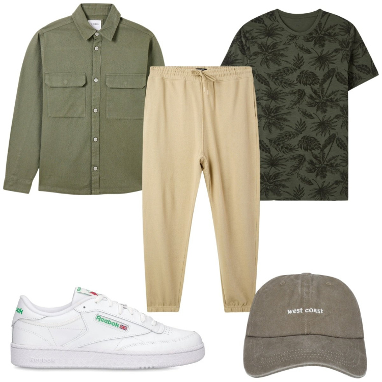 Outfit uomo - Total look #2111817. Stile Trendy per Tutti i giorni. Abbinamento con t-shirt, cappelli, cappotti, pantaloni, sneakers.