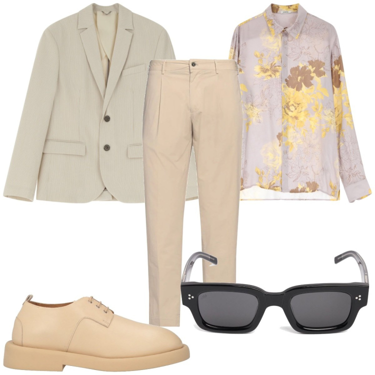 Outfit uomo - Total look #2111832. Stile Trendy per Tutti i giorni. Abbinamento con pantaloni, scarpe stringate, camicie, giacche, occhiali da sole.