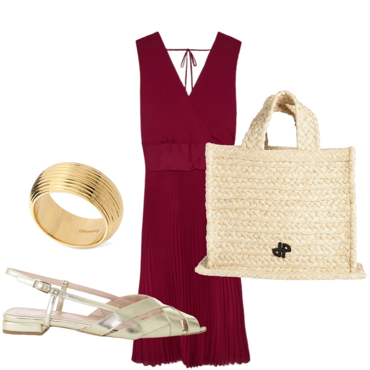 Outfit donna - L\'abito versatile. Stile Glamour per Tutti i giorni. Abbinamento con borse a mano, sandali, vestiti lunghi, anelli.